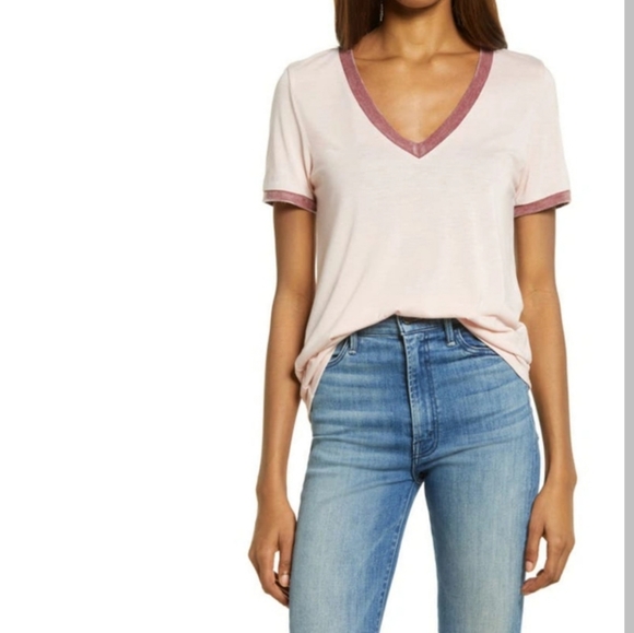 Treasure & Bond Tops - Treasure & Bond V-Neck Ringer T-Shirt